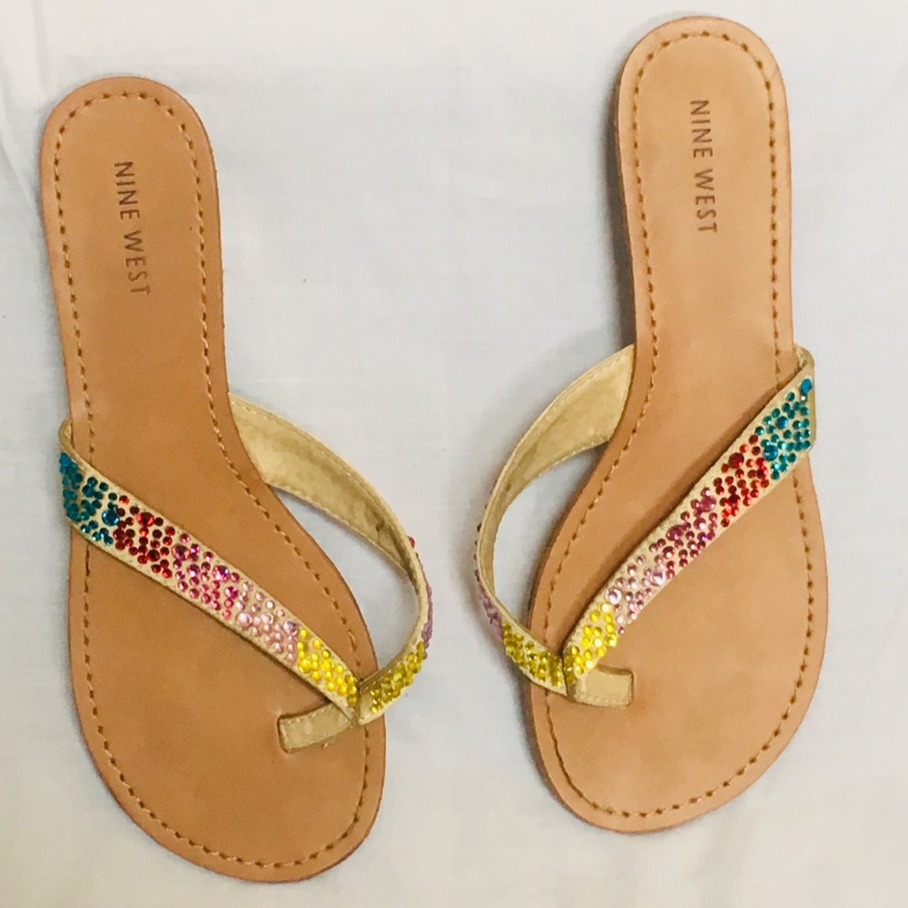 Nine West multi colored sandals- worn <5 times!
